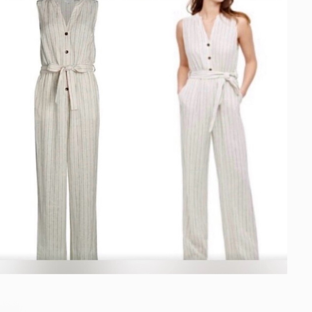 Calvin Klein Beige Striped Jumpsuit